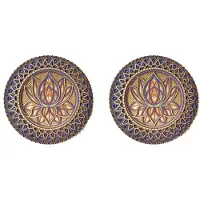Melitt 2X Fleur de Lotus Mandala-Art Mur, Tenture Murale en Métal Lotus Flower Mandala pour La Décoration de La Chambre Art Mural Bohème (A)