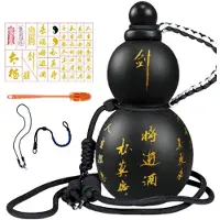 Tlily Bouteille D'Eau de Style Gourde D'Inspiration Rétro Chinoise 800 Ml Bouteille D'Eau de Sport en Forme de Gourde Noir
