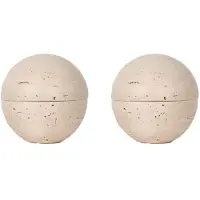 Torribaly 2X Brûleur D'Encens en Forme de Sphère en Travertin Beige, Pierre de Marbre Naturelle, Décoration D'Intérieur, Ornement Rond Religieux A