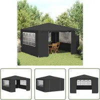 The Living Store Tente de réception professionnelle avec parois latérales 4×4 m Anthracite 90 g/m
