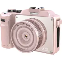 INF Appareil photo numérique 4K 48MP zoom numérique 18X/stabilisation/autofocus Pink