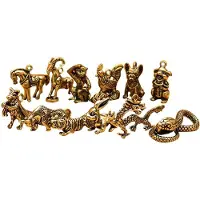 Tlily Statue de Dragon Du Zodiaque Chinois en Bronze, Ornements en Cuivre Antique, Collection Miniature D'Animaux, Artisanat de DéCoration pour la Maison