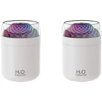 Melitt 2X Humidificateur de Tasse en Verre Lumière Colorée Décoration de Table de Chevet Veilleuse USB Grand Humidificateur à Brume Blanc