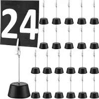 Typecat 24 Pcs Place Card Holder Photo Memo Clips with Clamp Wooden Base Table