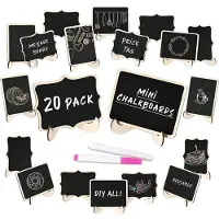 Wella Signe Tableau Noir 20 éTiquettes de Nourriture pour le Buffet Partie, Petits Signes de Tableau de Craie en Bois avec Support de Chevalet pour les