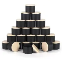 Typecat Lot de 24 boîtes à bougies noires de 113 g avec couvercles, pots de 113 g pour la fabrication de bougies