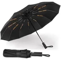 OEM Parapluie de voyage automatique, 105 cm, nylon 210T, 12 baleines, beige érable de montagne, protection anti-UV, 10 baleines renforcées en fibre de verre