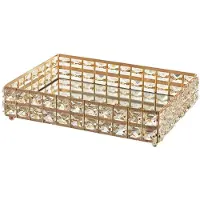 Tlily 1 Pièce SéRie Carré Cristal Plateau MéNage CosméTiques Stockage Palette Fruits Conteneur Collations Plaque Mariage DéCor Fournitures-Or