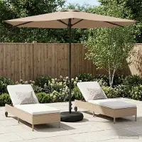Prolenta Maison Exclusive - Parasol de jardin avec base, rectangulaire, 2,7 x 2,7 m, en polyester, couleur taupe