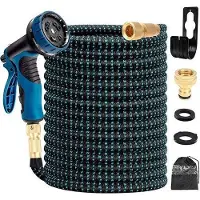 OEM Tuyau d'arrosage flexible et raccordable de 15 mètres – Tuyau d'arrosage raccordable et résistant à la torsion, avec tête à 10 jets – Raccords en laiton – Avec sac de transport