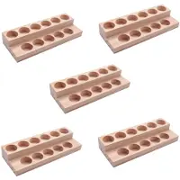 Tlily 5X Plateau D'Huile Essentielle En Bois 11 Trous Présentoir En Bois Naturel Fait Main Station pour Bouteilles de 5-15 Ml