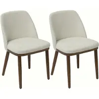 Duhome Lot de 2 chaises de salle à manger : chaises de cuisine en lin et bois, rembourrées, avec dossier incurvé, pour salle à manger, salon ou restaurant, couleur beige