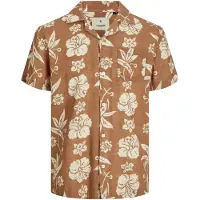 Jack & Jones Chemise 'JJFlores' noisette / blanc