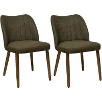 Duhome Lot de 2 chaises de salle à manger : chaises rembourrées en lin avec pieds en bois, chaises de cuisine modernes pour la salle à manger, le salon et la cuisine, vert