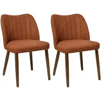Duhome Lot de 2 chaises de salle à manger : chaises rembourrées en lin avec pieds en bois, chaises de cuisine modernes pour la salle à manger, le salon et la cuisine, orange