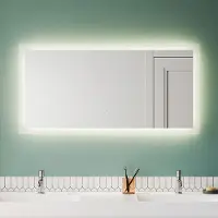 Sonni Miroir de salle de bain avec éclairage Réglable en 3 couleurs LED Touch Horloge 120x60cm Miroir mural antibuée Miroir cosmétique