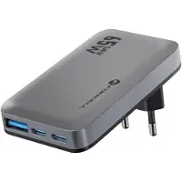 Forcell F-ENERGY GaN III VT-47 Chargeur de voyage ultra-mince 2 x Type C + USB A PD QC4.0 4A 65W gris