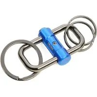 Troika Femmes, Porte-clés, 2-WAY KEY Porte-clés avec 3 anneaux et fermeture coulissante, bleu/noir chromé, Multicolore, Bleu