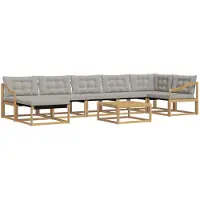 vidaXL Ensemble de canapés d'extérieur , 8 pièces, blanc et gris clair, 79 x 79 x 37 cm