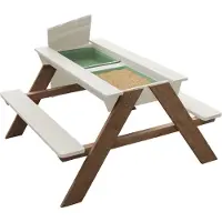 Sunny Dave Table Sable et Eau / Pique Nique en Bois - Beige | Avec Couvercle et Boîtes de Rangement | Jeu Enfant à Eau pour le Jardin