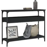 vidaXL Table console avec étagère noir 100x29x75 cm bois d'ingénierie