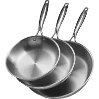 Vevor Poêle en Acier Inoxydable 3PCs 24/28/32 cm