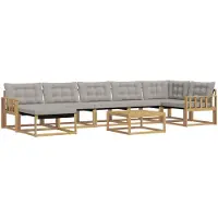 vidaXL Ensemble de salon de jardin 8 pièces, blanc et gris clair, en bois d'acacia massif