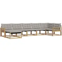 vidaXL Ensemble de salon de jardin 7 pièces, blanc et gris clair, en bois d'acacia massif