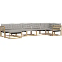 vidaXL Ensemble de salon de jardin 7 pièces, blanc et gris clair, en bois d'acacia massif