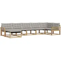 vidaXL Ensemble de salon de jardin 7 pièces, blanc et gris clair, en bois d'acacia massif
