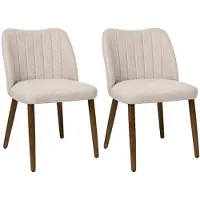 Duhome Lot de 2 chaises de salle à manger : chaises rembourrées en lin avec pieds en bois, chaises de cuisine modernes pour la salle à manger, le salon et la cuisine, couleur beige