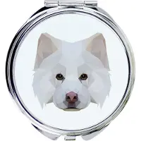 Art-Dog Chien finlandais de Laponie, Suomenlapinkoira, Lapinkoira - Miroir avec photo et imprimé géométrique de la marque