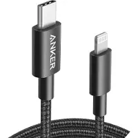 Anker Câble 331 USB-C vers Lightning (nylon, 1,8 m / 3 m) Noir / 1,8 m