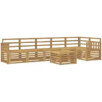 vidaXL Ensemble de salon de jardin 7 pièces, blanc, en bois d'acacia massif