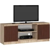 Akord commode TV K-140, un compartiment ouvert, 2 étagères avec portes à gauche et à droite, H55 x L140 x P40 cm, poids 40 kg