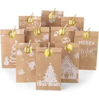 Sonstiges Kit calendrier de l'avent à remplir avec autocollant et pince en bois - Cozy Winter Design