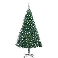 vidaXL Arbre de Noël artificiel avec LED & boules Vert 240 cm