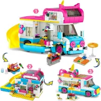 Sonstiges CUBIMANA Jeu de construction de camping-cars 3 en 1 avec toboggan et autocollants