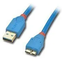 Lindy Câble USB 3.0 , modèle "Pro", type A/Micro-B, couleur bleue, longueur 2 mètres, référence 31892