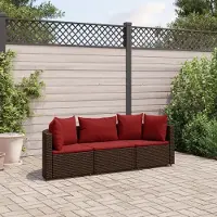 Prolenta Maison Exclusive - Salon de jardin avec coussins 3 pcs marron résine tressée