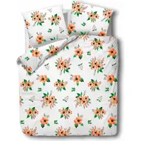 Darymex Linge de lit, drap en flanelle, épais et chaud, 200 x 220 cm, 31479-2, fleurs orange