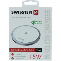 Swissten Chargeur sans fil 15 W, blanc