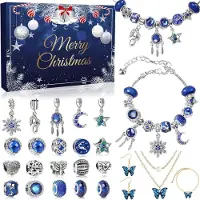 Sonstiges Calendrier de l'Avent Bijoux Bleu 2024 Filles Femmes DIY 24 Portes