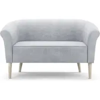 Sofello GUTTO Canapé scandinave 2 places --LILIE-- gris clair Banquette velours livraison 7 jours - pieds hauts en bois noir Weiẞ hêtre