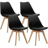 Bauhaus Lot de 4 chaises de salle à manger TB18-BX4-EU, avec pieds en hêtre massif, noir