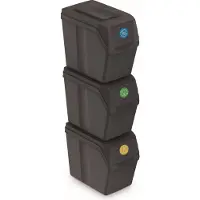 Prosperplast NABBI Poubelle (3 pcs) pour déchets séparés ISWB20S3 20 l - anthracite