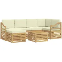 Syfax Ensemble de canapés d'extérieur 7 pcs Blanc et crème Polyester