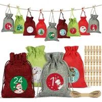Sonstiges Calendrier de l'Avent à remplir Set 24 Calendriers de Noël Sacs en tissu Rouge Vert