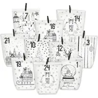 Sonstiges Calendrier de l'Avent à remplir avec 24 motifs de Noël, set de sacs en papier