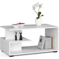 Akord Table basse, table d'appoint, table de salon blanche (L : 90 cm x H : 44 cm x P : 50 cm)